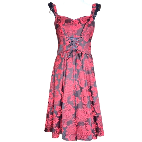 Hearts & Roses Corset Pin-up Dress. Size 14 - Picture 1 of 12